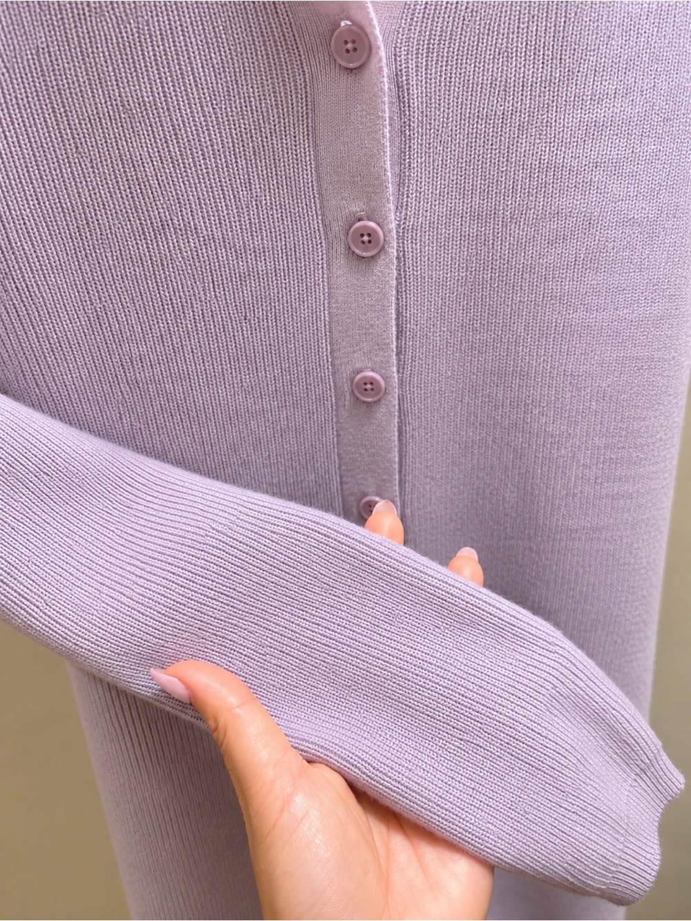Aritzia Lilac Ribbed Button-Front Collared Mini Dress - Picture 4 of 4
